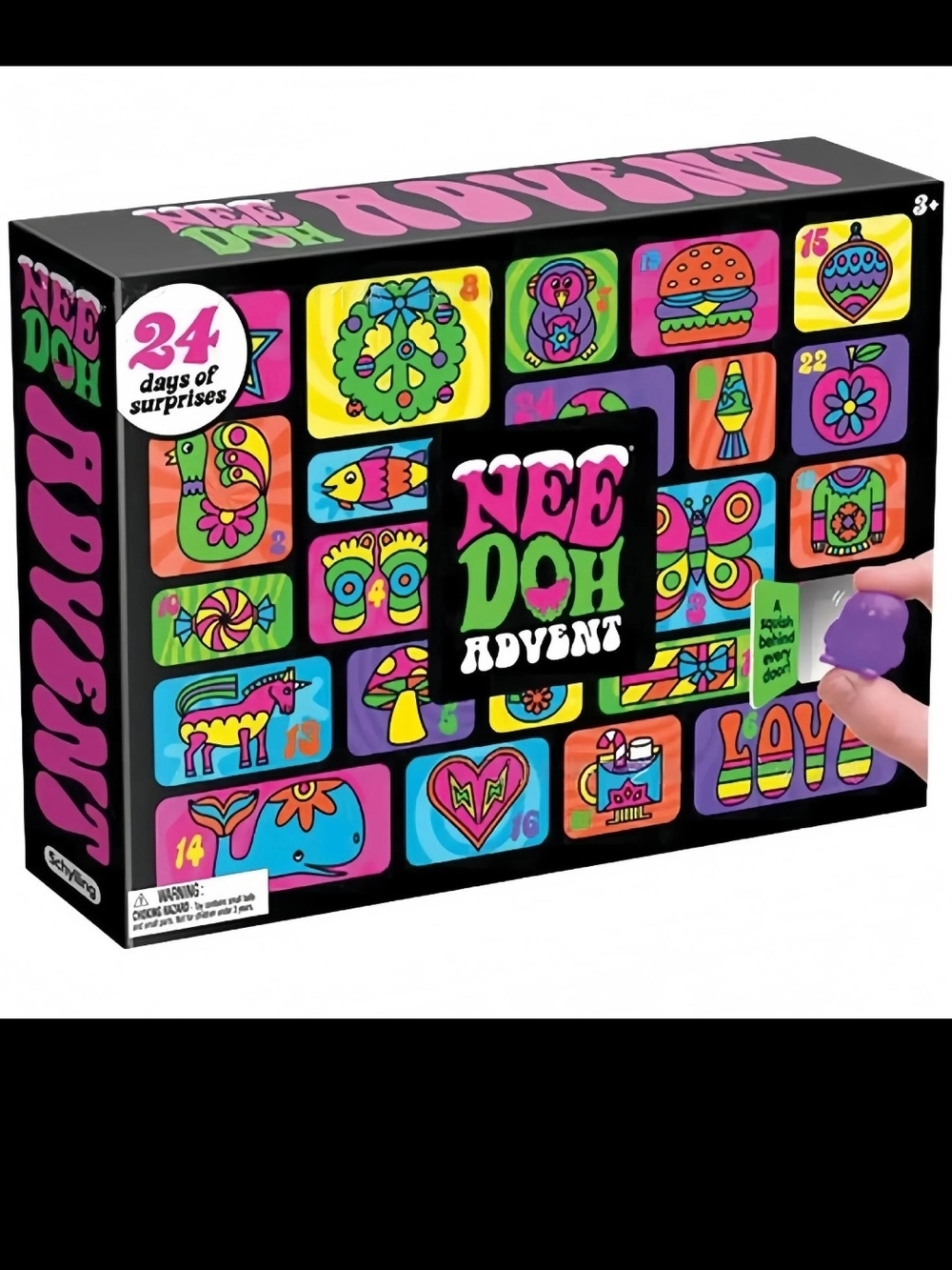 Needoh Advent Calendar - Black with Neon Pink & Green Accents
